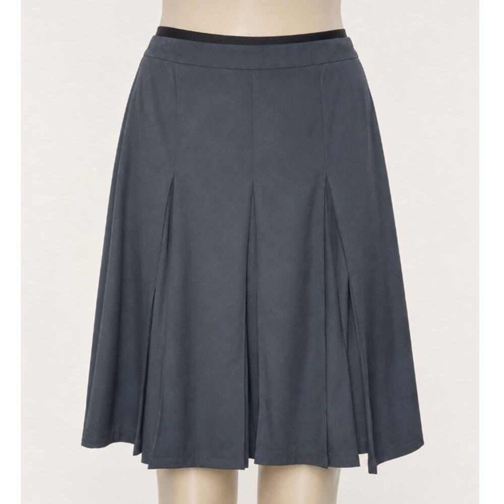 Burberry Black Pleated A-Line Skirt Side Zip Knee Length 23”